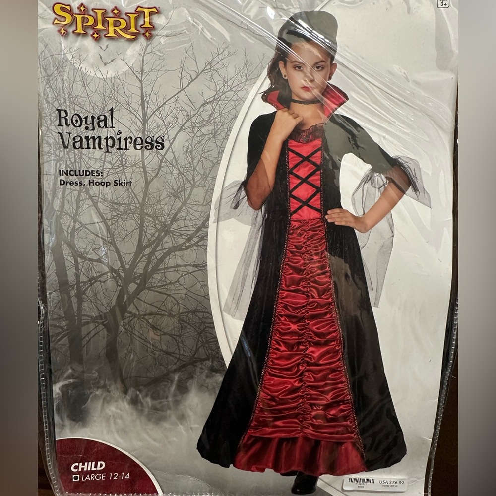 EUC! Royal Vampiress Kids Costume - Black and Red